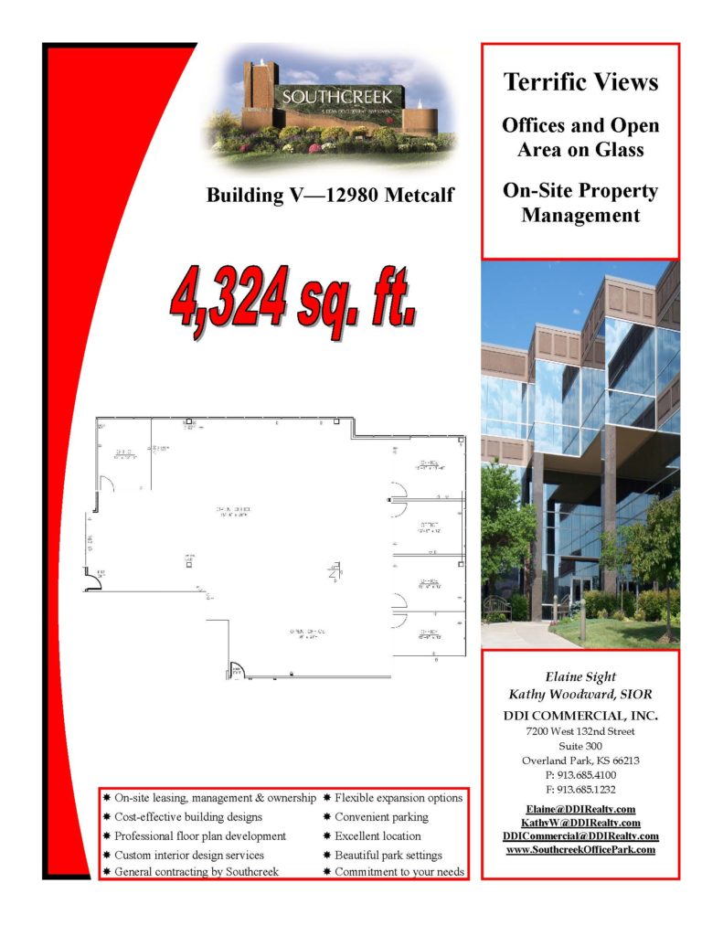 4,324 SF Office Space in Kansas in Building V at Southcreek Office Park