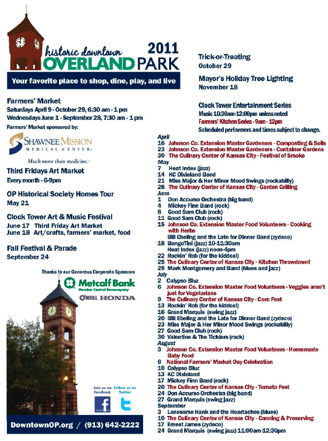 Historic Overland Park Summer 2011 Events