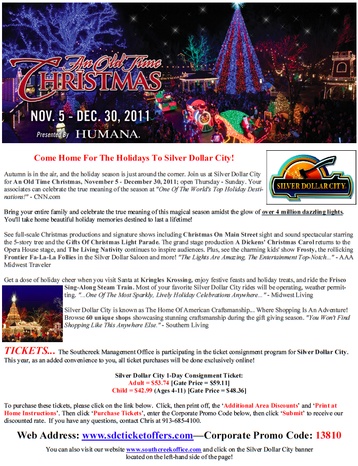 Silver Dollar City Christmas - Southcreek Office Special