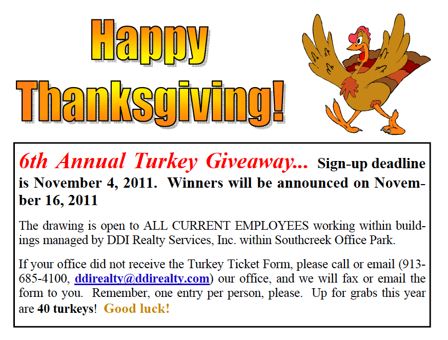Southcreek Office Park Annual Turkey Giveaway